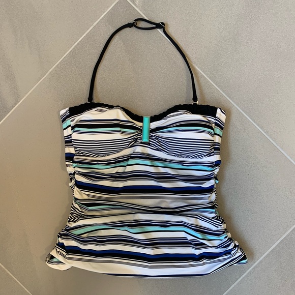 Ruched Tankini Swim Top Size S Halter Strapless - Picture 10 of 16